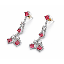 Ruby Red CZ Necklace Set with Matching Drop Earrings