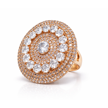 Rose Gold Finish Multi-Halo CZ Statement Ring – Premium Artificial Jewellery