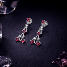 Ruby Red CZ Necklace Set with Matching Drop Earrings