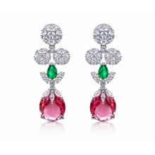 Multicolour Crystal Drop Necklace Set with Stud Jhumka Earrings