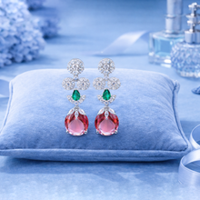 Multicolour Crystal Drop Necklace Set with Stud Jhumka Earrings