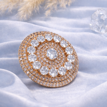 Rose Gold Finish Multi-Halo CZ Statement Ring – Premium Artificial Jewellery