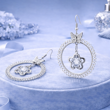 Butterfly Star Crystal Dangle Hoop Earrings – Silver Tone