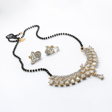 Gold Finish American Diamond Crescent Mangalsutra Necklace Set with Matching Earrings