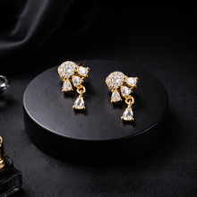 Gold Finish American Diamond Crescent Mangalsutra Necklace Set with Matching Earrings