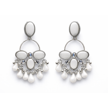 White Stone Chandbali Drop Earrings – Silver Tone