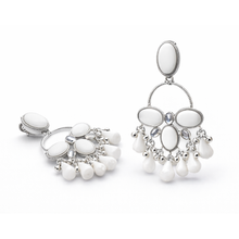 White Stone Chandbali Drop Earrings – Silver Tone