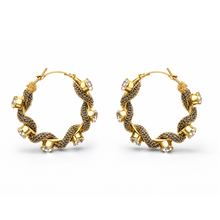 Gold Finish Crystal Chain Hoop Earrings – Premium Artificial Jewellery