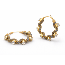 Gold Finish Crystal Chain Hoop Earrings – Premium Artificial Jewellery
