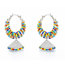 Multicolor Beaded Hoop Jhumka Earrings