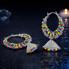 Multicolor Beaded Hoop Jhumka Earrings