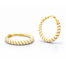 Gold Finish Pearl Beaded Hoop Earrings