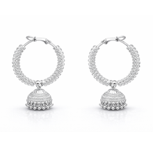 Silver Finish Oxidised Hoop Jhumka Earrings for Women