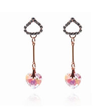 Rose Gold Heart Crystal Drop Party Earrings for Women