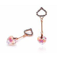 Rose Gold Heart Crystal Drop Party Earrings for Women