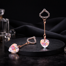 Rose Gold Heart Crystal Drop Party Earrings for Women