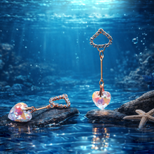Rose Gold Heart Crystal Drop Party Earrings for Women