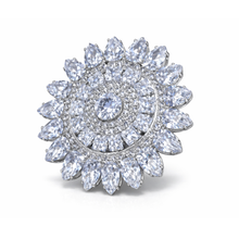 Royal Crystal Floral Statement Ring