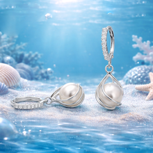 Silver Pearl Drop Hoop Party Earrings for Women