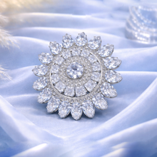 Royal Crystal Floral Statement Ring