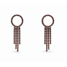 Black Stone Tassel Drop Earrings – Gold Tone Statement Chain Earrings