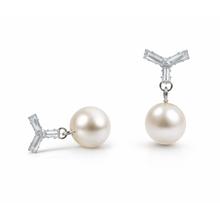 Crystal V-Top Pearl Drop Earrings