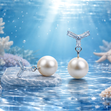 Crystal V-Top Pearl Drop Earrings