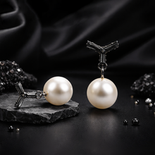 Crystal V-Top Pearl Drop Earrings