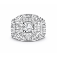 Silver Finish Square Halo CZ Statement Ring – Premium Artificial Jewellery