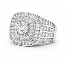 Silver Finish Square Halo CZ Statement Ring – Premium Artificial Jewellery