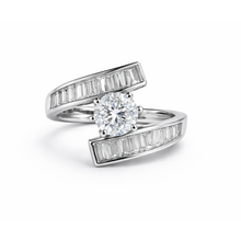 Silver Finish CZ Cocktail Ring for Women – Adjustable Statement Ring