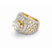 Gold & Silver Finish CZ Halo Designer Ring – Premium Artificial Jewellery