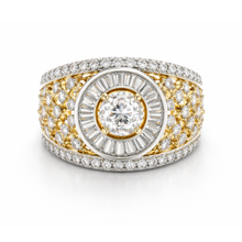 Gold & Silver Finish CZ Halo Designer Ring – Premium Artificial Jewellery