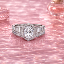 Silver Finish Oval CZ Halo Designer Ring – Premium Artificial Jewellery