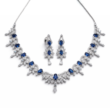Silver Finish Blue CZ Designer Necklace Set – Premium Artificial Jewellery