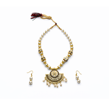 Traditional Gold Finish Pearl Pendant Necklace Set – Premium Artificial Jewellery