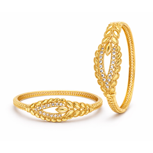 Elegant Leaf Design Crystal Studded Bangle Set