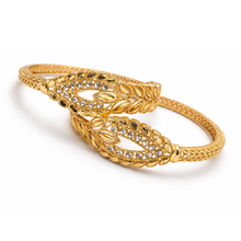 Elegant Leaf Design Crystal Studded Bangle Set