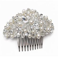 Pearl & Crystal Floral Bridal Hair Comb for Women