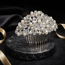 Pearl & Crystal Floral Bridal Hair Comb for Women