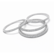 Luxury Crystal Bangle Set – Silver Finish Designer Bangles (Set of 4)