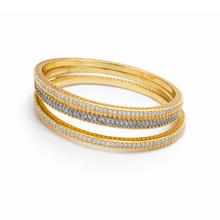 Luxury Gold Finish Crystal Studded Multi-Line Designer Bangles for Women