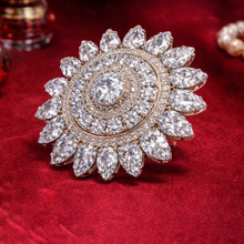 Royal Crystal Floral Statement Ring