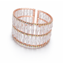 Luxury Crystal Cuff Bracelet – Silver & Rose Gold Finish Statement Kada