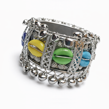 Trendy Silver Finish Multicolor Shell & Ghungroo Bracelet for Women