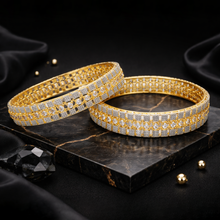 Luxury Gold & Silver Tone Crystal Studded Bangles Set for Women